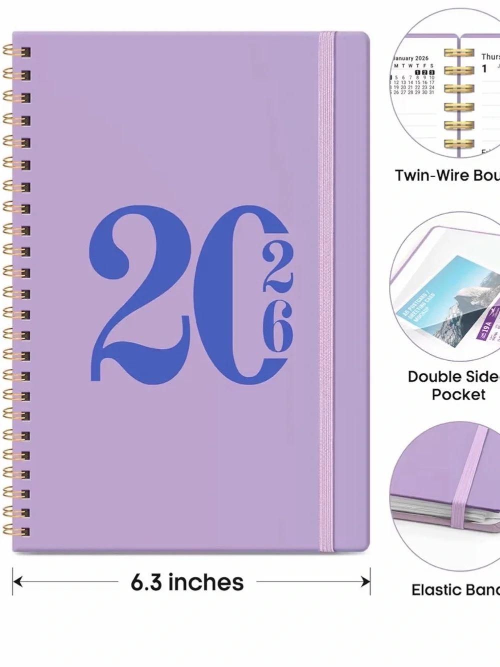 2026 Lavender Spiral Planner with Blue Cover Numbering